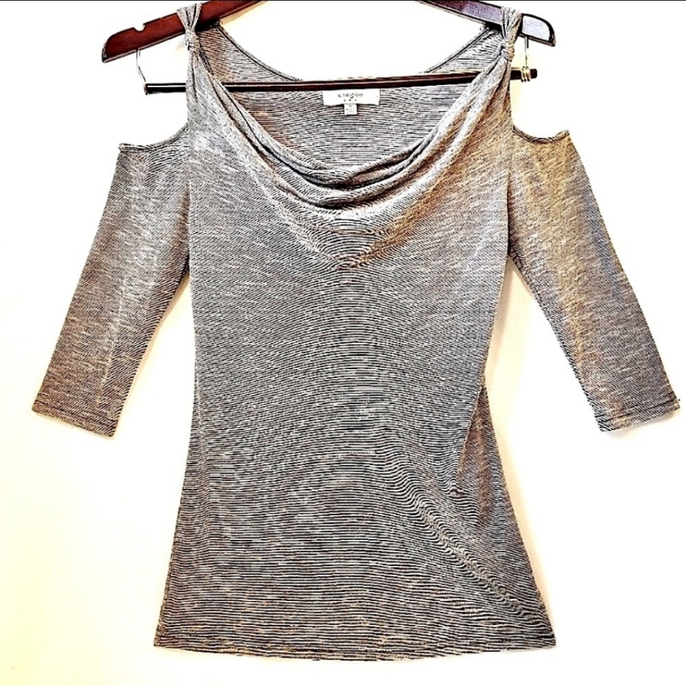 Umgee knotted cold shoulder blk/white S, like new